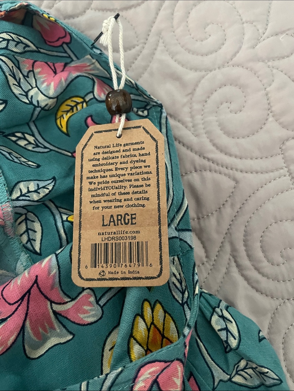 Natural Life brand Floral Halter Maxi Dress in Teal and Pink - Picture 7 of 7